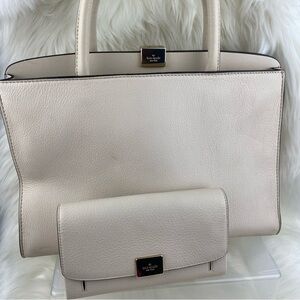 KATE SPADE SET LEATHER TERRACED PLACE SATCHEL BAG WITH WALLET